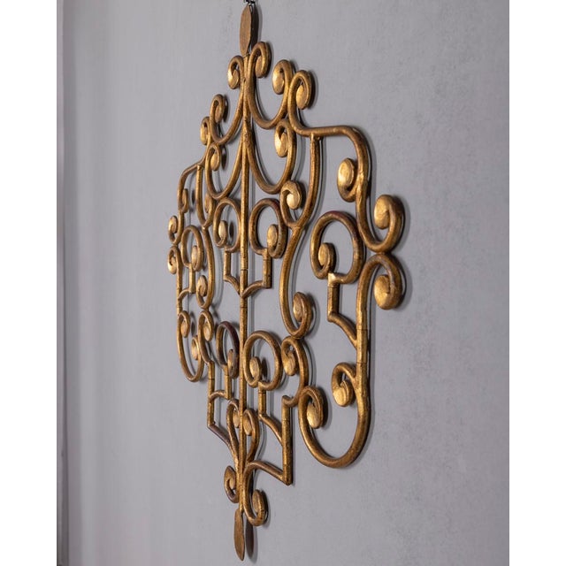 1950s Vintage Italian Wall Coat Rack in Gilt Wrought Iron, 1950s For Sale - Image 5 of 14
