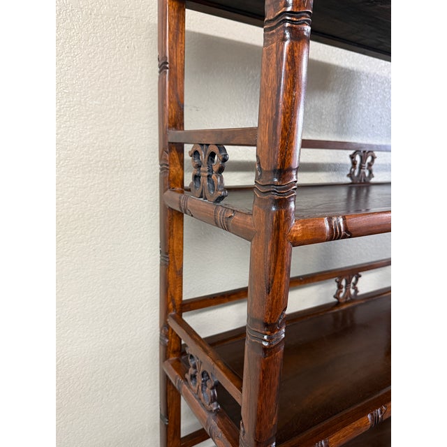 Late 20th Century Hand Carved Shelving With Double Door Cabinet For Sale - Image 5 of 12