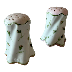 Pair of Vintage Hand Painted Bavarian Rose Bud Salt and Pepper Shakers