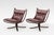 Vatne Møbler Vintage Falcon Chairs and Ottoman in Brown Leather and Plywood by Sigurd Ressell for Vatne Møbler, 1970s, Set of 3 For Sale - Image 4 of 8