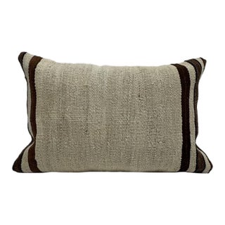 Turkish Hemp Pillow Cushion Natural Brown Black Beige Pillow Cushion Cover 16" x 24" For Sale