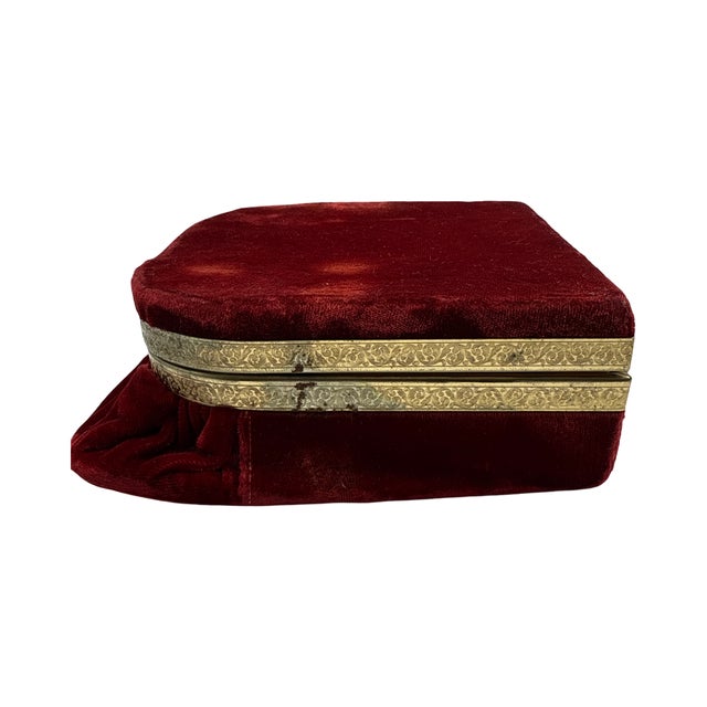 Antique French Red Velvet Jewelry Casket For Sale - Image 4 of 16