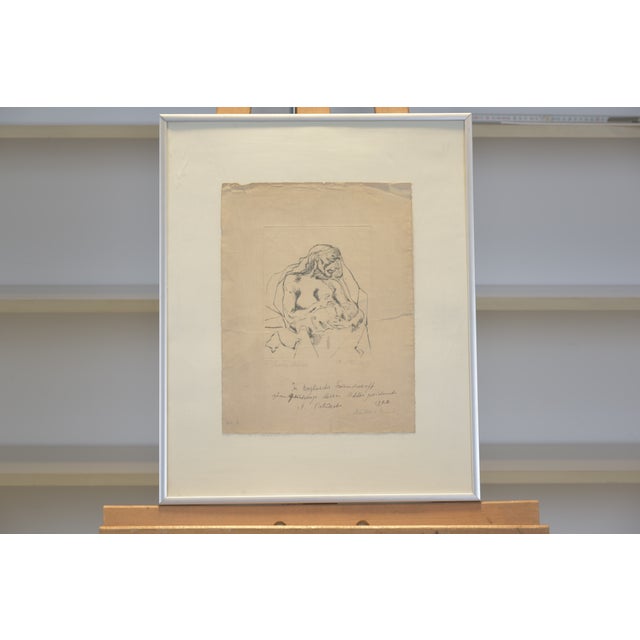 1920s Mother * Child, Abraham Palukst, Berlin, 1922, Framed Etching with Dedication For Sale - Image 5 of 8