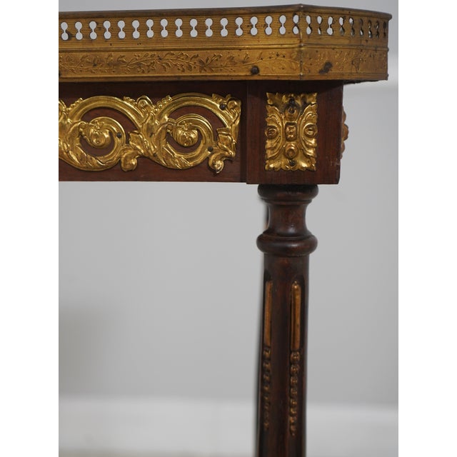 Vintage French Louis XVI Marble Top and Brass Lamp Table Plant Stand For Sale In Philadelphia - Image 6 of 13