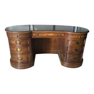 Maitland-Smith Chartwell Finished Mahogany Kidney Shaped Desk For Sale