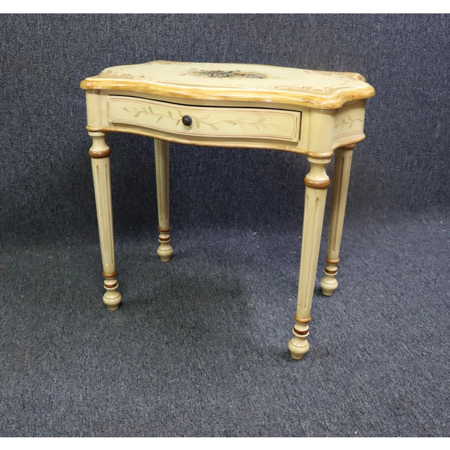 Paint French Style Cream Painted and Gilt Serpentine Side Table For Sale - Image 7 of 7