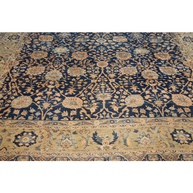 Authentic 19th Century Persian Tabriz Handmade Wool Carpet For Sale In New York - Image 6 of 7