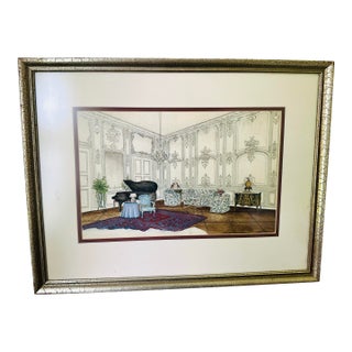 1963 Original Parsons School of Design Interior Rendering by Wm Gray Schaefer Jr. For Sale