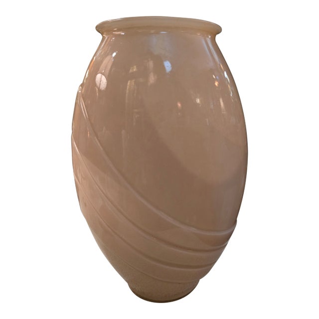 Vintage Large Transulsent Glass Peach Vase For Sale