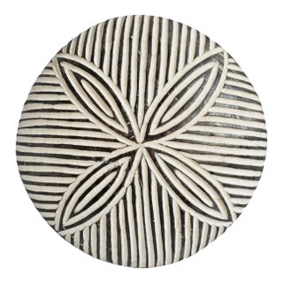 Vintage Round Black & White Tribal Zulu Shield Wall Object For Sale
