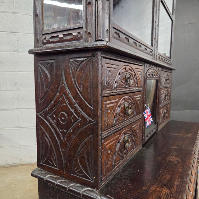 Mid 18th Century Unique Oak Jacobean Revival Carved Display Cabinet For Sale - Image 16 of 18