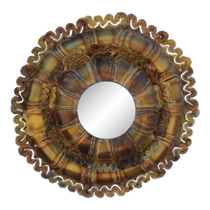 Mid Century Brutalist Torch Cut Mixed Metal Convex Mirror