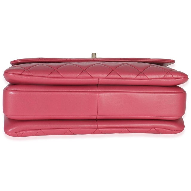 1950s Pink Quilted Lambskin Medium Trendy CC Flap Dual Handle Bag For Sale - Image 5 of 9