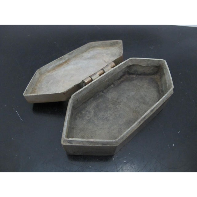 Metal Hexagonal Antique Brass Betel Nut Trinket Hinged Lid Box Casket For Sale - Image 7 of 9