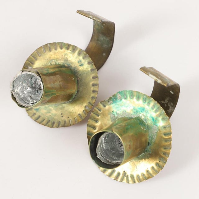 Large Mid-Century Baroque Swedish Brass Sconces, Set of 2 For Sale - Image 6 of 8