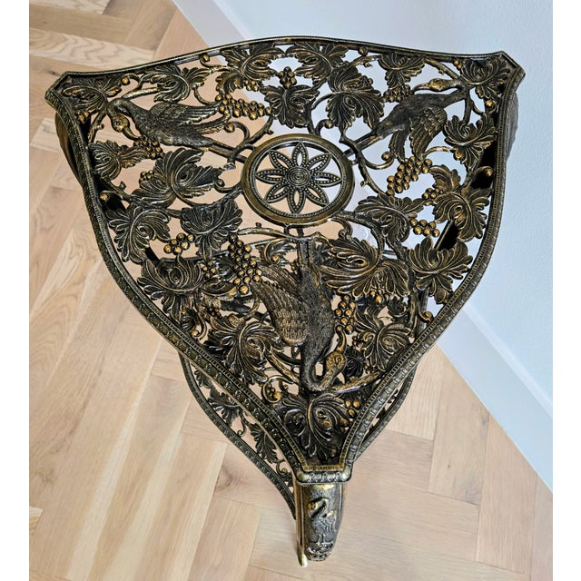 Mid 20th Century Mid 20th Century Italian Hollywood Regency Brass “Tous-Les-Trois” Heron & Grapevine Two-Tier Side Table, Marked Italy For Sale - Image 5 of 12