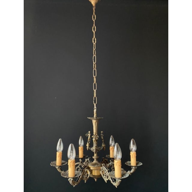 Vintage Brass Chandelier with Archers, 1960s For Sale - Image 3 of 12