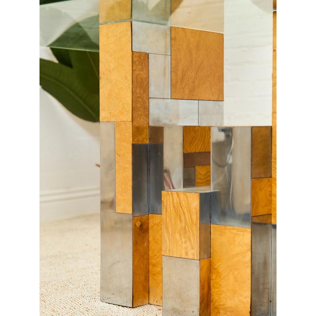 Mid 20th Century Styled After Rare Paul Evans Mid Century Cityscape Burlwood and Chrome Dining Table For Sale - Image 5 of 12