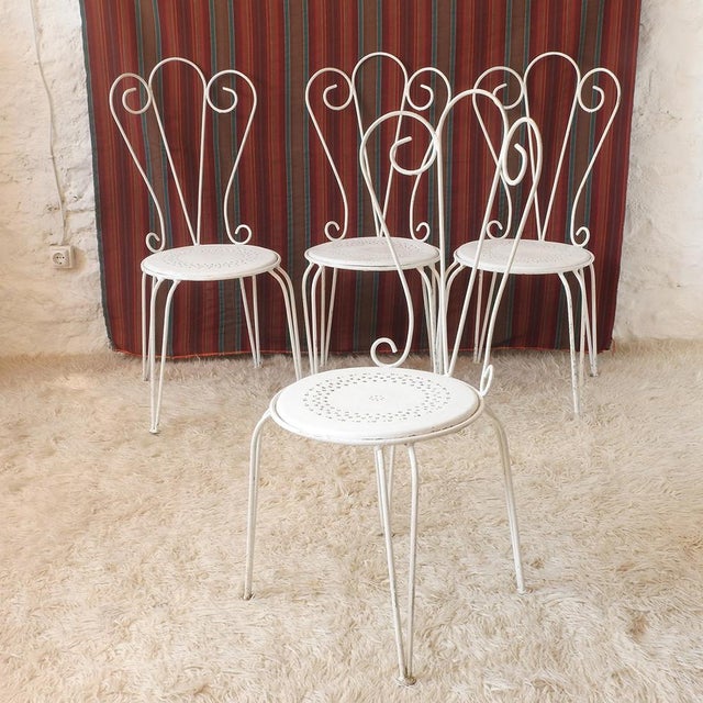 Mid-Century Modern Vintage Stackable Garden Chairs, France, 1950s, Set of 4 For Sale - Image 3 of 18