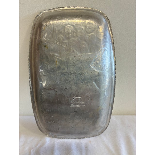 Vintage Farberware Wrought Aluminum Tray, Etched Floral Motif, Brooklyn Ny For Sale - Image 9 of 9