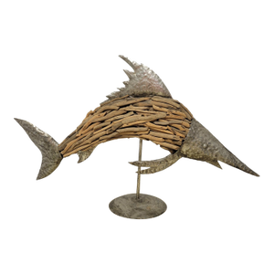 Driftwood & Metal Marlin Fish Sculpture