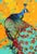 This vibrant artwork brilliantly captures the majestic poise of a peacock, set against a bold, abstract backdrop. The...