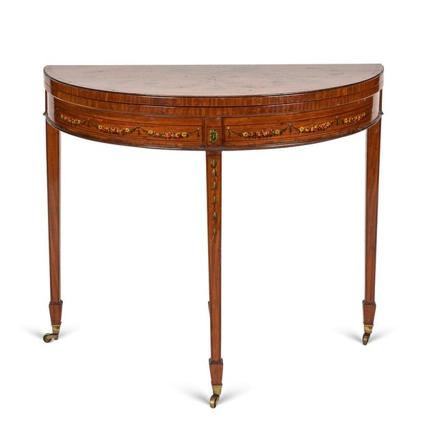 19th Century Georgian Demi Lune Games Console Table, 1800s For Sale - Image 3 of 18