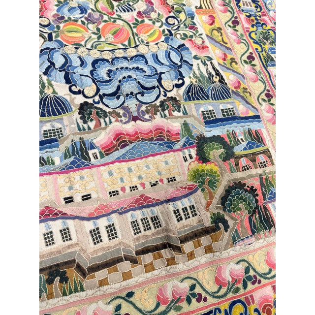 Late 19th / E. 20th Century Ottoman Turkish Mihrab Embroidered Tapestry For Sale - Image 12 of 12
