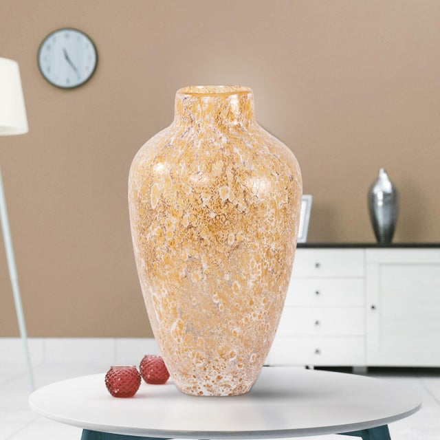 Yellow Zynsky Art Glass in Soft Amber- Tall For Sale - Image 8 of 10