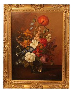 Oskar F. Knapp, Floral Still Life, 20th Century, Oil on Wood, Framed