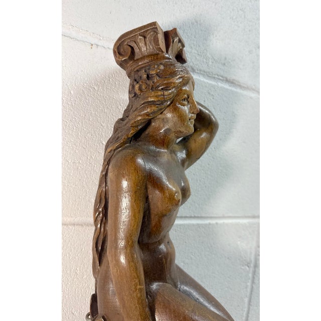 Antique 19th Century Hand Carved Lady Nude Lady Architectural Salvage Sculpture For Sale - Image 11 of 14