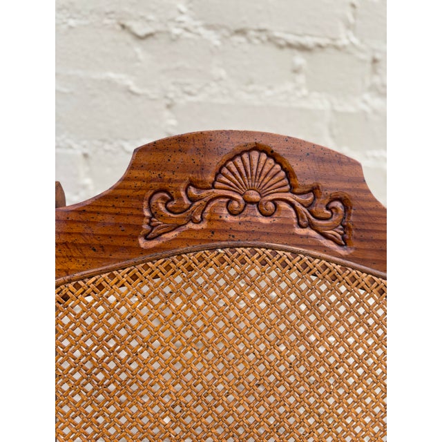 Wood Set of 5 Vintage 1975 Bernhardt Cane Back Dining Chairs - 1 Captain, 4 Side For Sale - Image 7 of 11