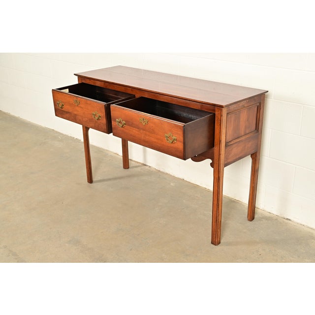 Baker Furniture Style Georgian Carved English Yew Wood Sideboard Credenza For Sale In South Bend - Image 6 of 13