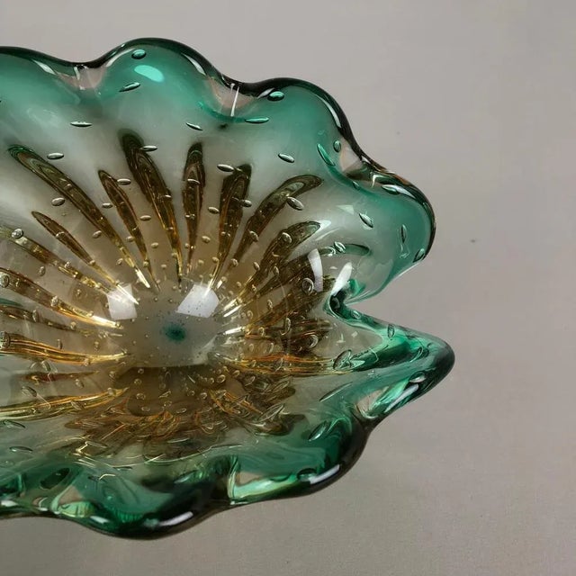 Bubble Murano Glass Shell Bowl Vase by Seguso Bullicante, Italy, 1970s For Sale - Image 11 of 18
