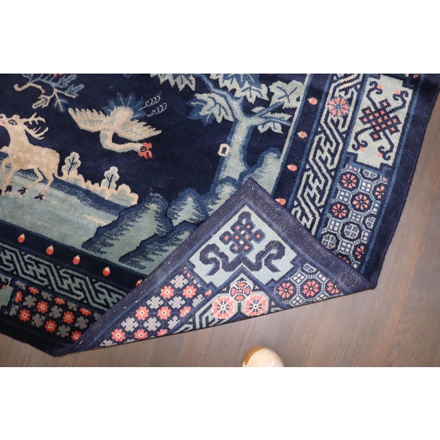 Art Deco Early 20th Century Zabihi Collection Mongolian Animal Square Rug - 5'5" x 6'4" For Sale - Image 3 of 12