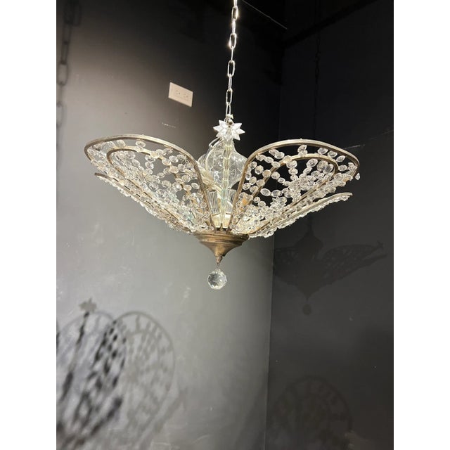 Silver 1930’s French Crystal Chandelier For Sale - Image 8 of 9