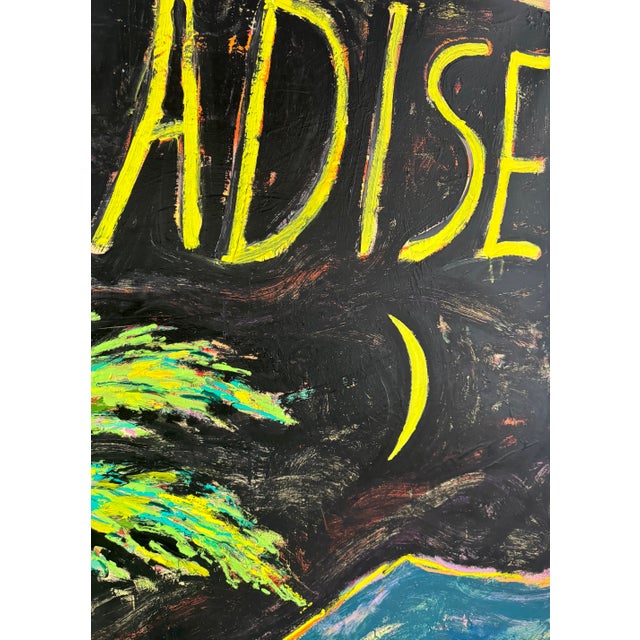 Paradise (Blue Mountain), Contemporary Landscape Painting With Text by Matt Higgins For Sale - Image 4 of 7