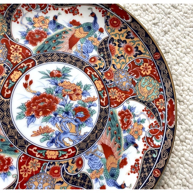 Vintage Japanese Arita Yaki Plate, Adorned With Peacocks For Sale - Image 4 of 9