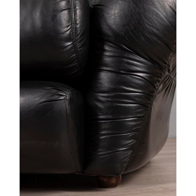 Vintage Italian Three-Seater Sofa in Black Leather, 1970s For Sale - Image 17 of 18