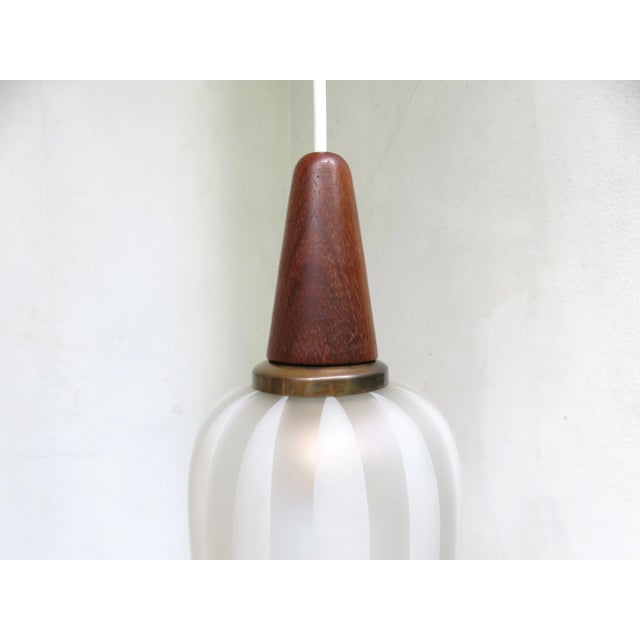 Brown Scandinavian Teak, Brass & Glass Cascade Light, 1960s For Sale - Image 8 of 18