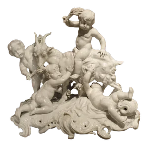 A Fine 19th Century Porcelain Capodimonte Group of Cherubs and a Goat