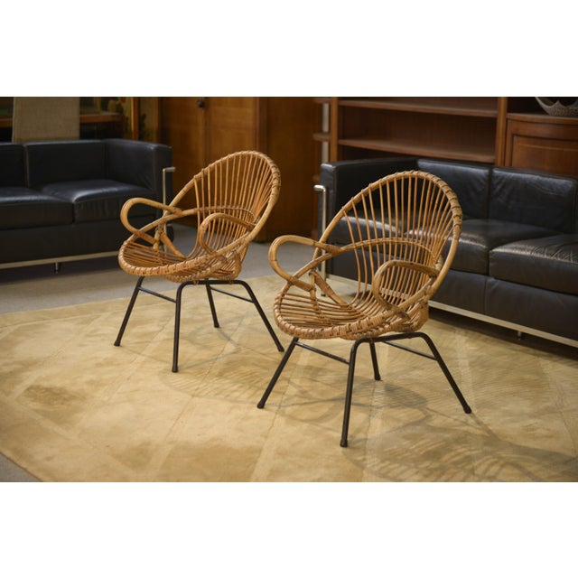 Mid-Century Rattan Armchairs, 1960s, Set of 2 For Sale - Image 12 of 12