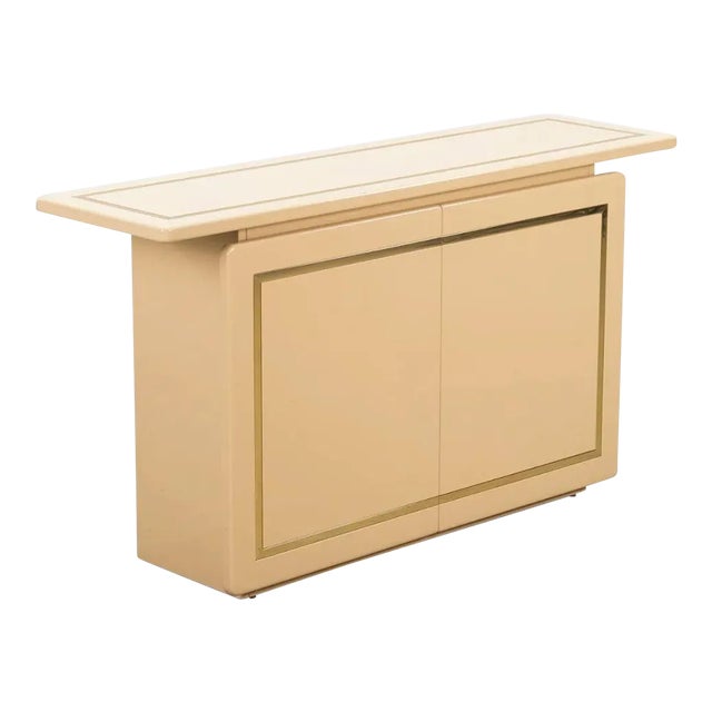 1980s Postmodern Lacquer Credenza With Sliding Doors by Rougier For Sale