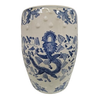 Chinese Blue and White Dragon Phoenix Garden Stool For Sale