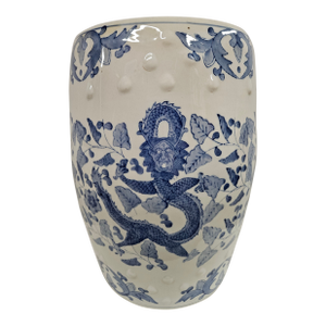 Chinese Blue and White Dragon Phoenix Garden Stool