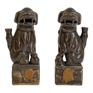 19th Century Chinese Foo Dogs Incense Holders Pair