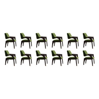 Arches Dining Chairs in Green Cotton Velvet from InsidherLand, Set of 12 For Sale