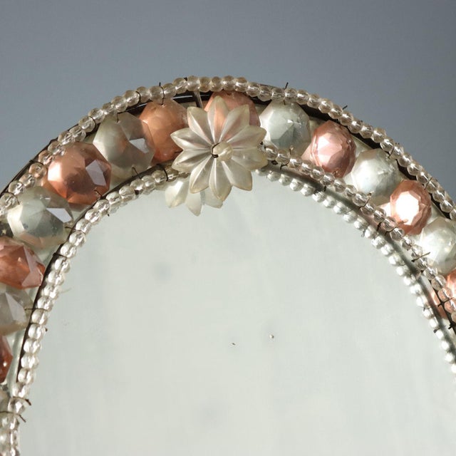 Murano Glass and Wood Table Mirror For Sale - Image 3 of 7