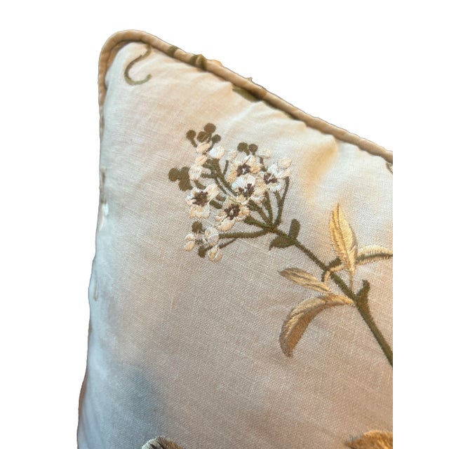 Pair of Crewel Work Embroidered Pillows For Sale - Image 4 of 7