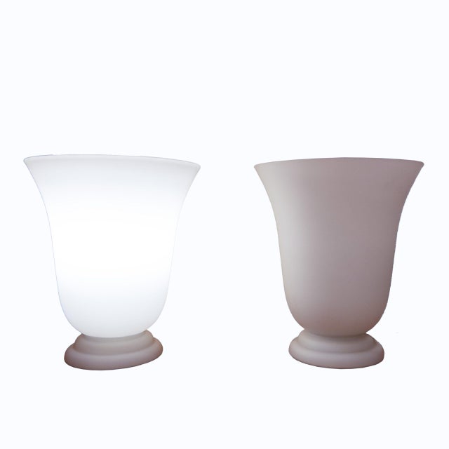 1950s White Glass Table Lamps, 1950s, Set of 2 For Sale - Image 5 of 5